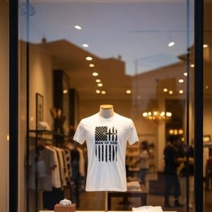 White Graphic T-Shirt with Black Print